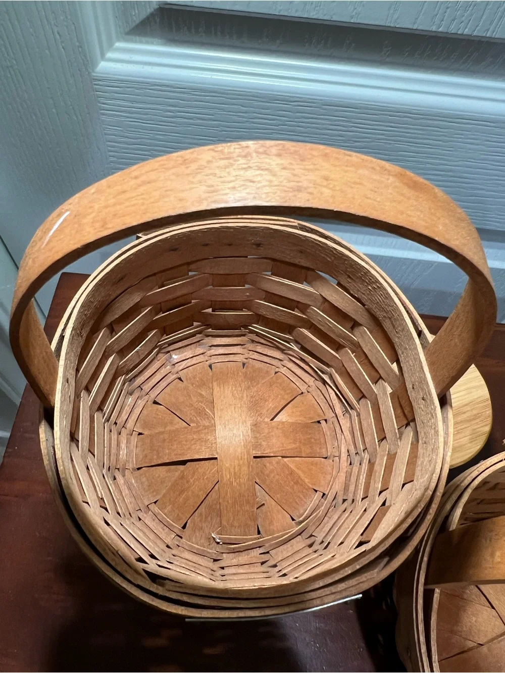 Vtg Longaberger Pair (2) Handwoven Basket with Brass Nameplates 1992
